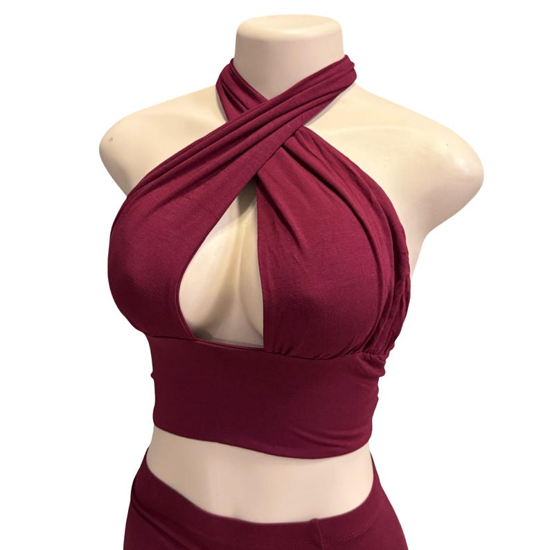 Women's Pink Halter Top, Criss Cross Crop Top, Y2K Aesthetic Wrap Top, Cute Going Out Shirt, Pastel Clubbing Top, Festival Clothing Women image 7
