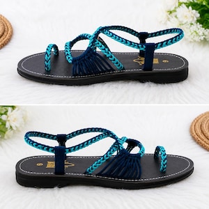 Women's Handmade Macrame Sandals, Boho Flat Sandals, Women Strappy Summer Shoes, Braided Rope Sandals, Beach Footwear, Festival Style Gift image 5