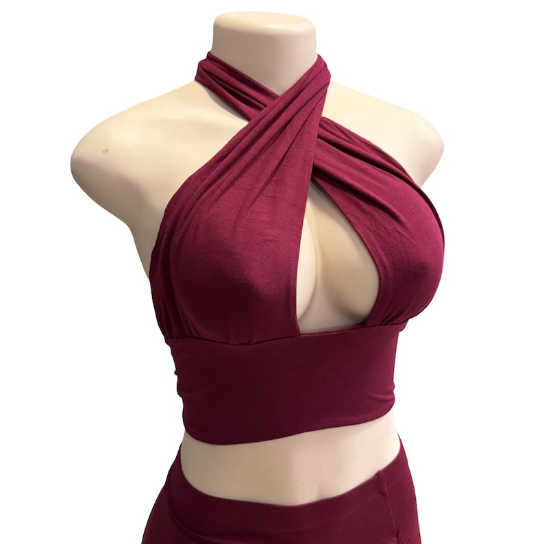 Women's Pink Halter Top, Criss Cross Crop Top, Y2K Aesthetic Wrap Top, Cute Going Out Shirt, Pastel Clubbing Top, Festival Clothing Women image 10