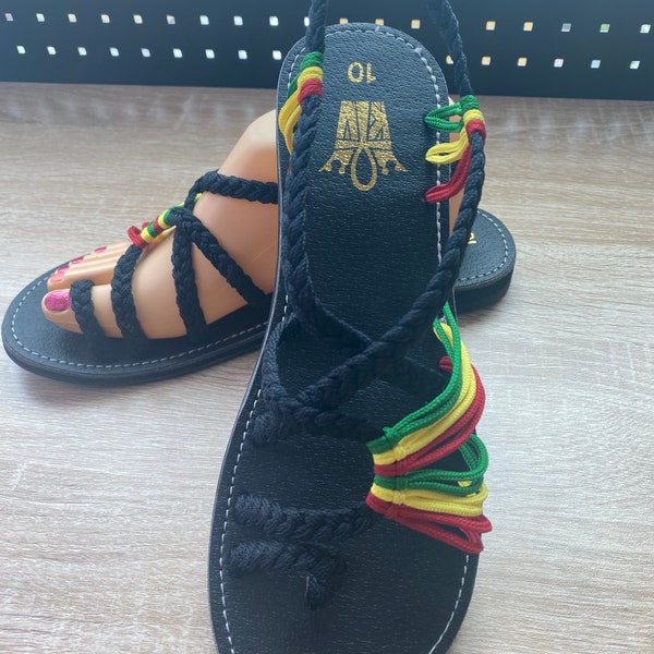 KV Women’s Braided Sandals Summer Beach Rasta.