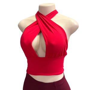 Women's Pink Halter Top, Criss Cross Crop Top, Y2K Aesthetic Wrap Top, Cute Going Out Shirt, Pastel Clubbing Top, Festival Clothing Women image 6