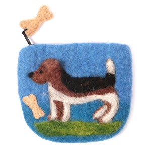 Petit sac à main Dog with Bone en feutre fait main Bleu