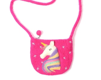 Bolso con correa en forma de U de unicornio Bolso de fieltro hecho a mano