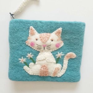 Fleur de chat bleueSac à main en feutre fait main
