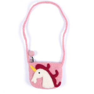 Einhorn gefilzte kleine Bügeltasche Hellrosa für Kinder
