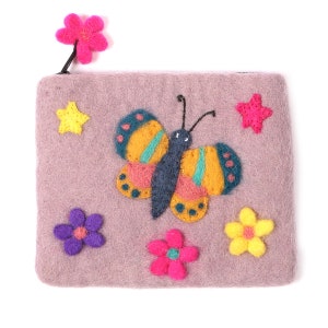 Bolsa de feltro feita à mão em forma de borboleta