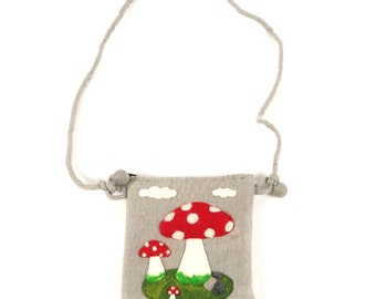 Toadstool Strap Bag Handmade Felt Bag