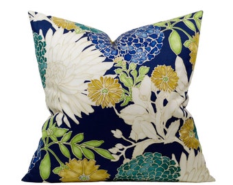 Jovita || Blue Floral Decorative Pillow