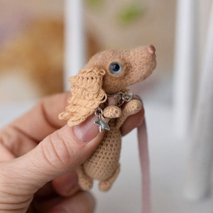Spaniel dog  for custom Blythe, toy friends for doll, Funny little pet toy, Dog lovers gift, Blythe accessories, Dog with a leash.