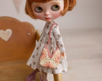 Mini Crochet Bag for Blythe Doll, 1:6 scale doll accessories
