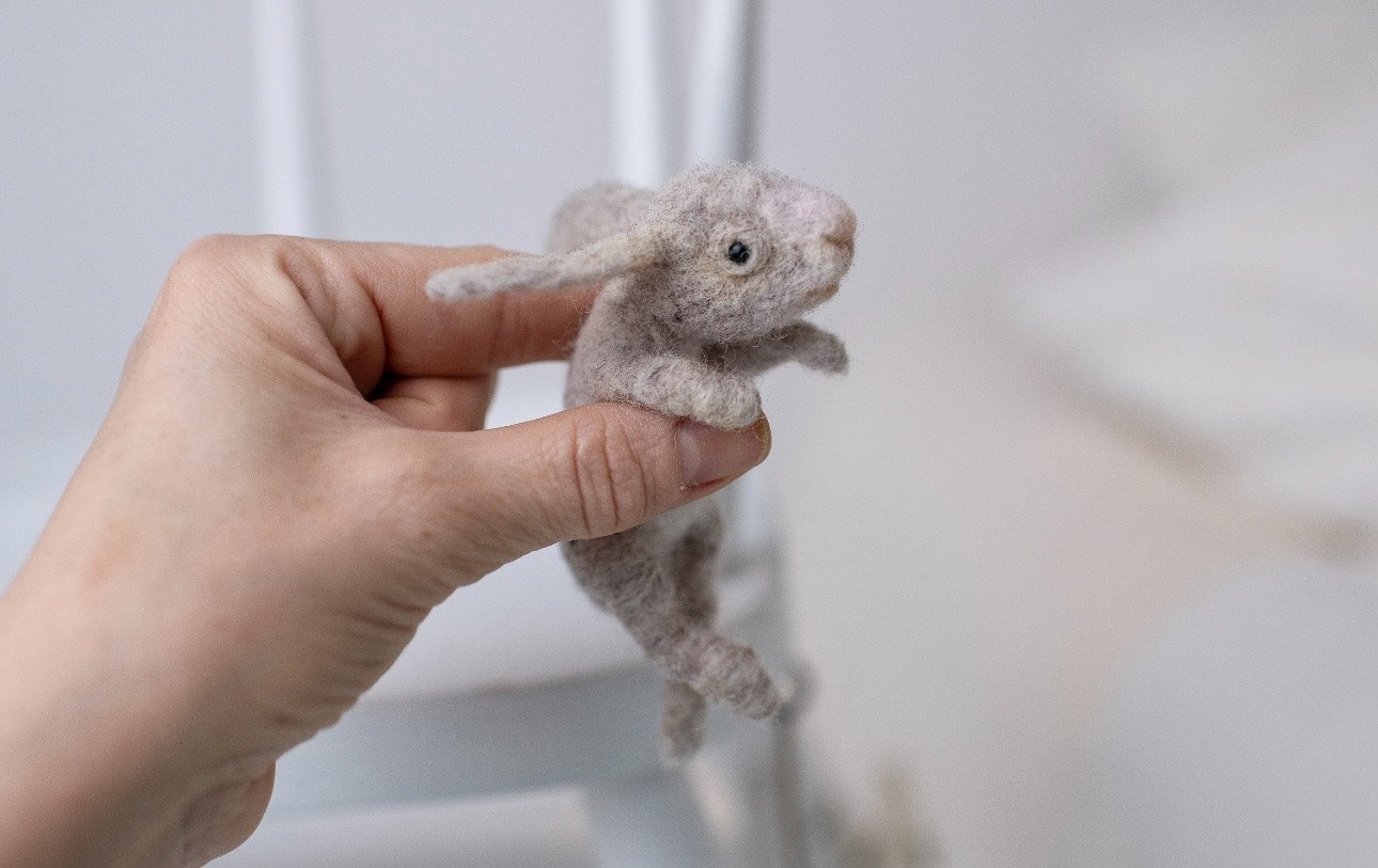 Needle Felted Rabbit, Miniature Blythe Doll Companion, Pets