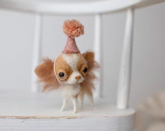 Felted Chihuahua Dog: Miniature Wool Pet for Blythe Dolls