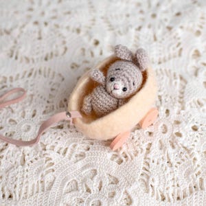Set miniature rabbit  + wood wagon, toy for custom Blythe doll and ob11, ooak doll, bunny lovely gift, collectible miniature bunny toy,
