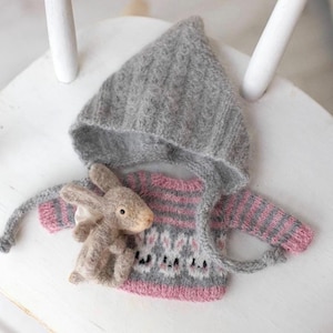 Blythe doll clothes sets 3 units, cardigan+hat+ felted rabbit, custom Blythe outfit set, Blythe clothes, handmade Blythe doll set, pets, hat