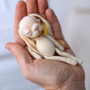 Blythe  sleeping rabbit pet,  toy for custom Blythe doll, felted funny little pet animal, rabbit lovers gift, Blythe accessories and friends