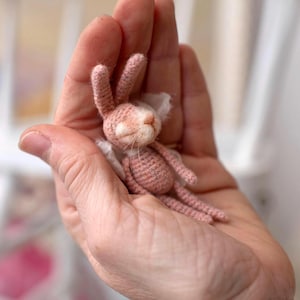 Blythe doll micro sleeping rabbit, toy for custom Blythe doll, felted funny little pet animal, rabbit lovers gift, Blythe accessories