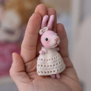 Blythe tiny bunny in dress, toy for custom Blythe doll, felted   bunny lovely gift, collectible toy, Blythe accessories, friend, companion