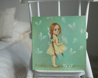 Originally Blythe doll  painting, wall decor for girl room,  custom Blythe personality picture, art oil painting butterfly