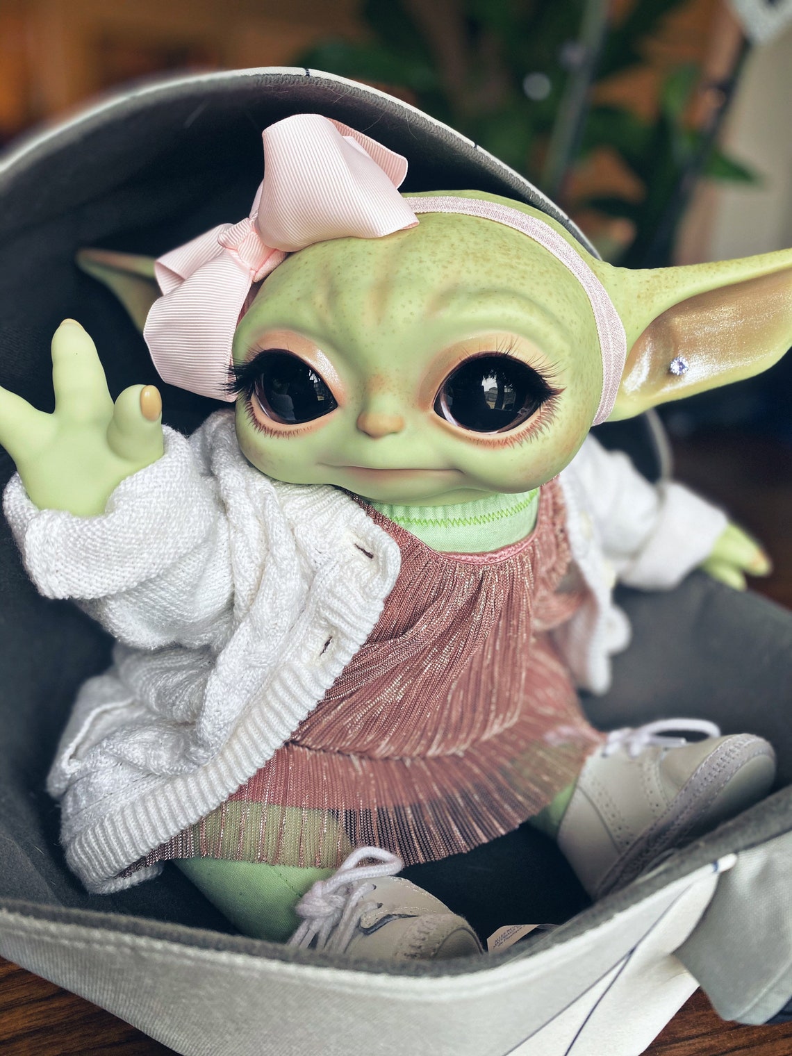 NOT FOR SALE the Pink Yoda reborn and Painted Baby Yoda Etsy