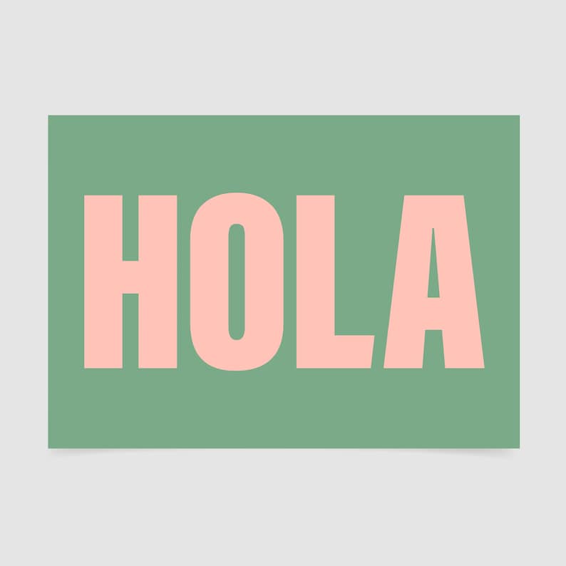 Hola Colourful Printed Poster Bedroom and Bathroom Decor Vibrant Typography Poster image 4