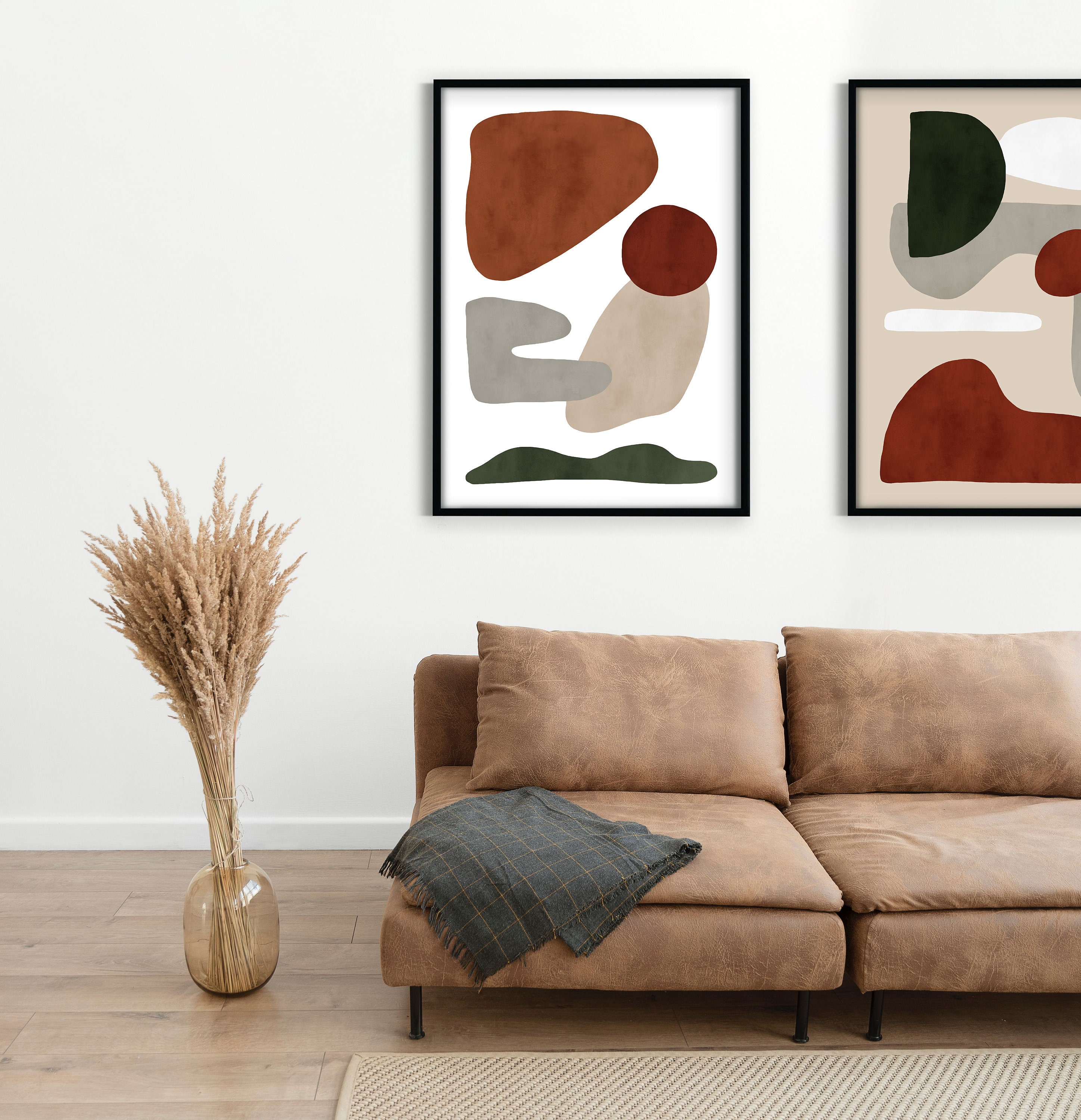Abstract Art Print Set of 2 Prints Neutral Tones Beige Wall - Etsy