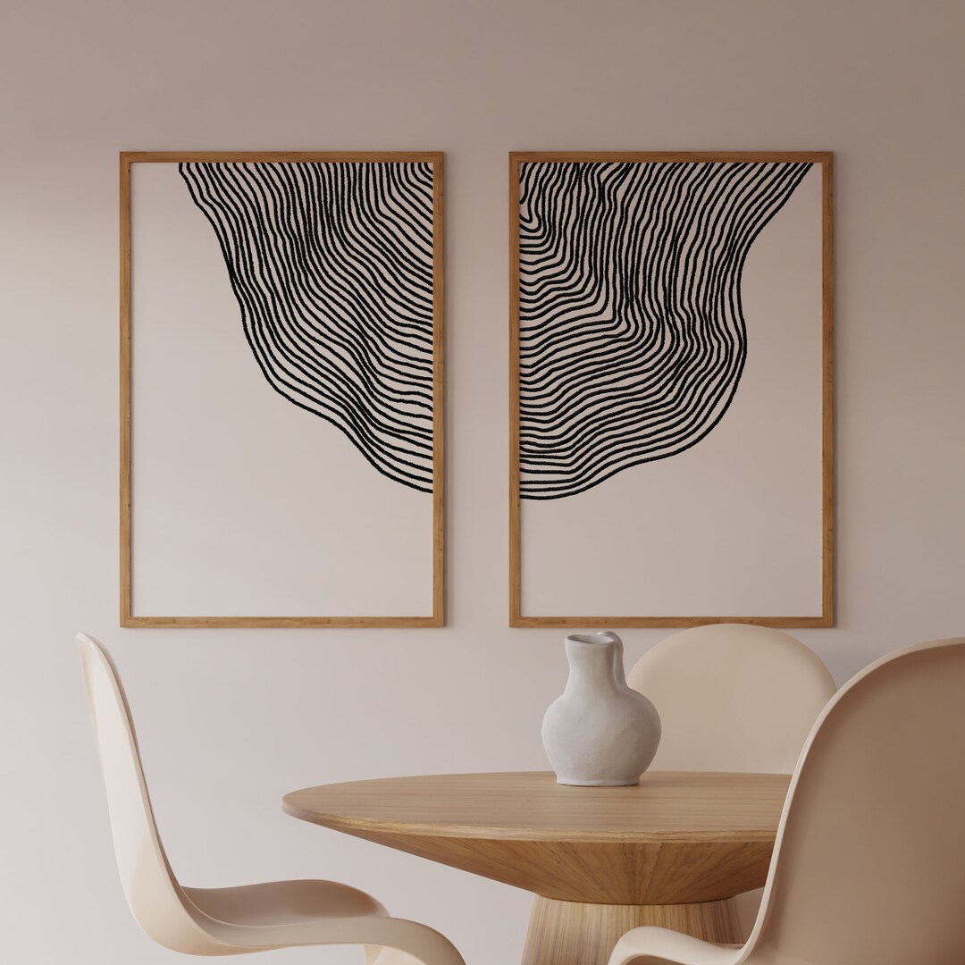 Set of 2 Prints Abstract Art, Modern Wall Decor Print, Black and White ...