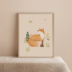 Neutraler Fuchs Kinderzimmer Kunstdruck - Digital Download