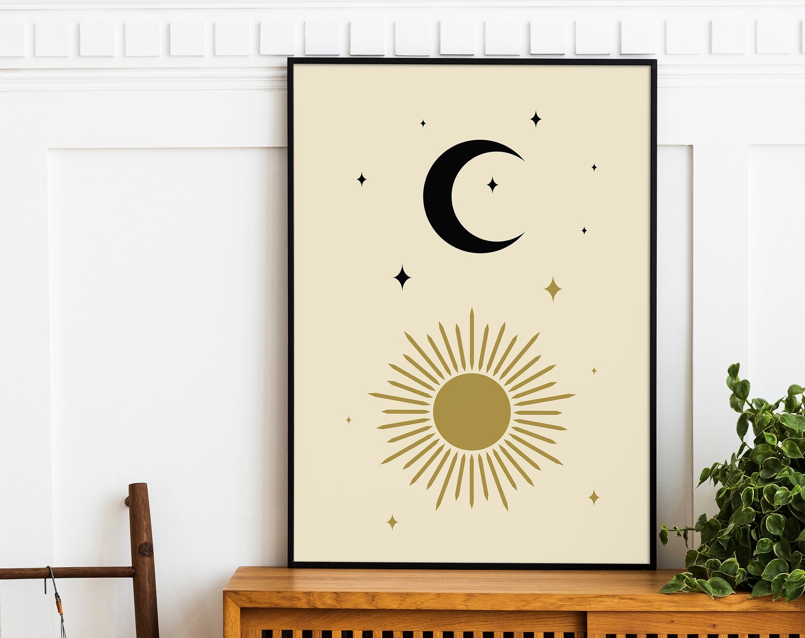 Sun and Moon Celestial Art Print: Boho Stars Wall Decor (digital ...