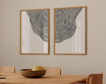Abstract Wall Art Set of 2, Minimalist Geometric Prints, Terracotta Boho Decor, Mid Century Modern Poster, Earthy Tone Digital Download