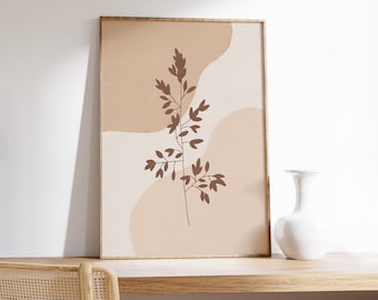 Boho Botanical Print, Minimalist Plant Art (Digital Download)