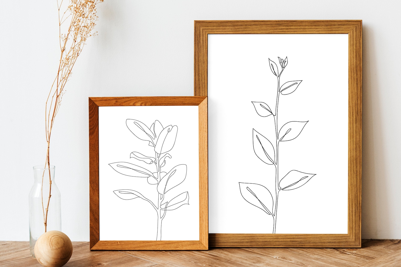 Botanical Line Art Print Set of 2, Minimal Line Drawing Wall Art ...