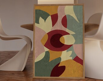 Abstract Floral Art Print, Modern Botanical Wall Decor (Digital Prints)
