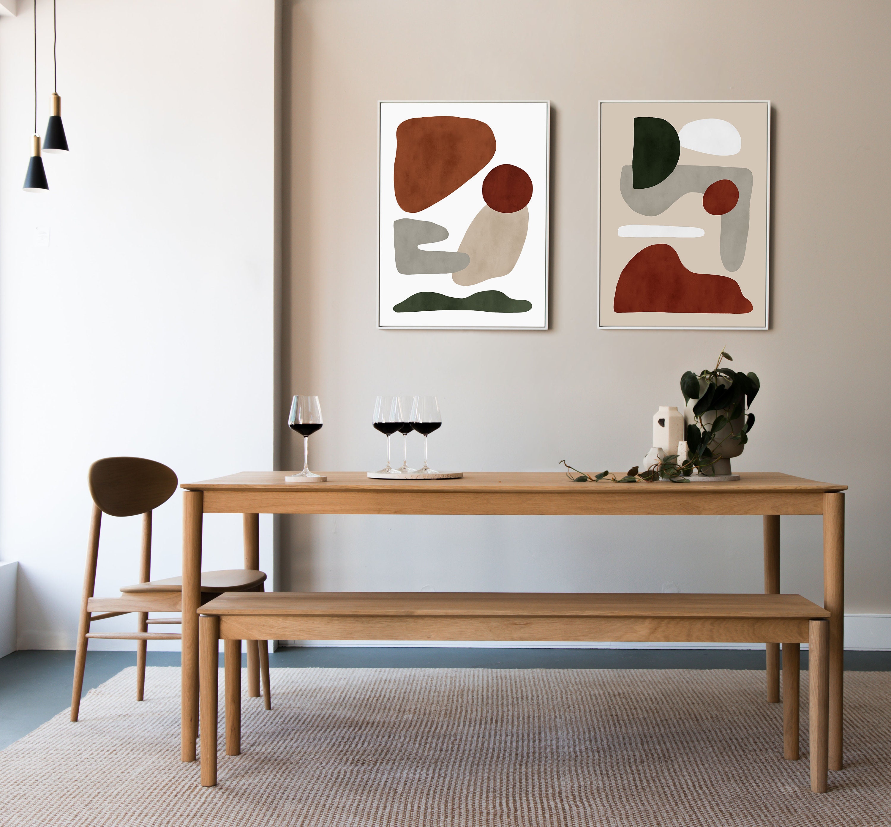 Abstract Art Print Set of 2 Prints Neutral Tones Beige Wall - Etsy