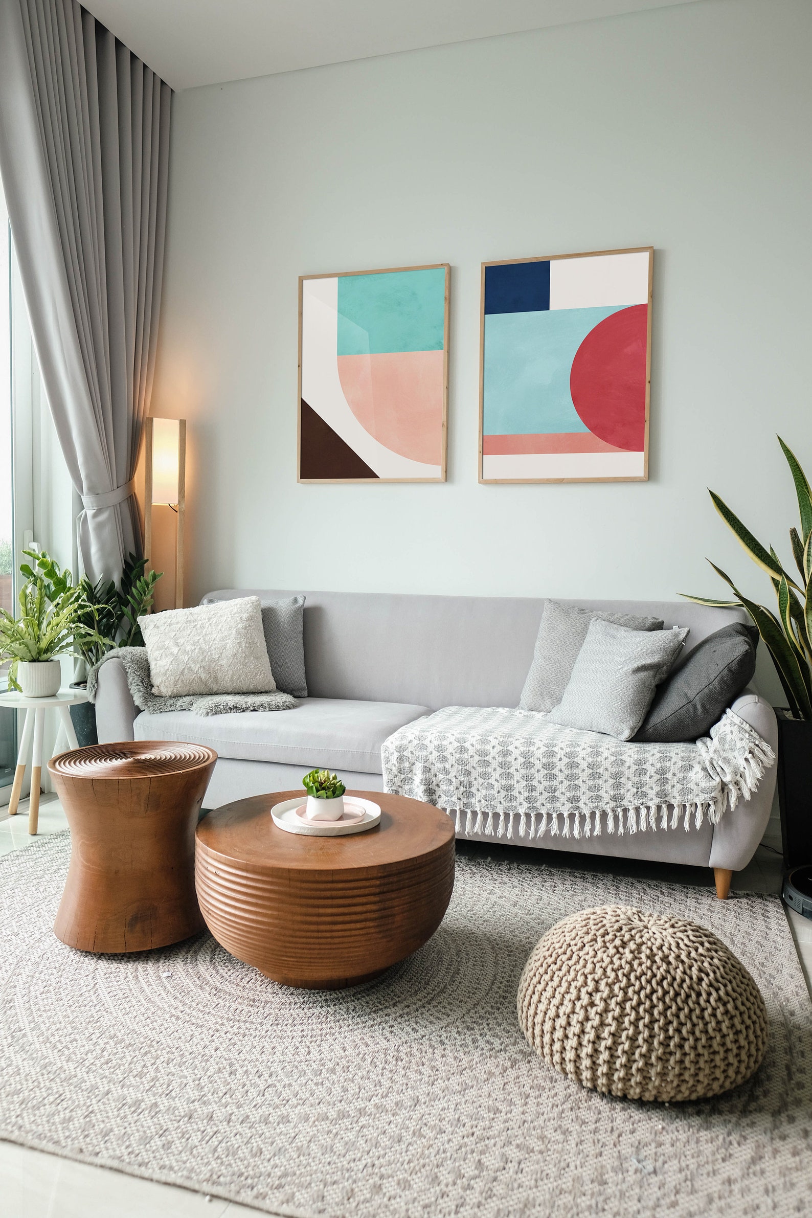 Colorful Geometric Wall Art Set of 2 Art Prints Abstract Etsy