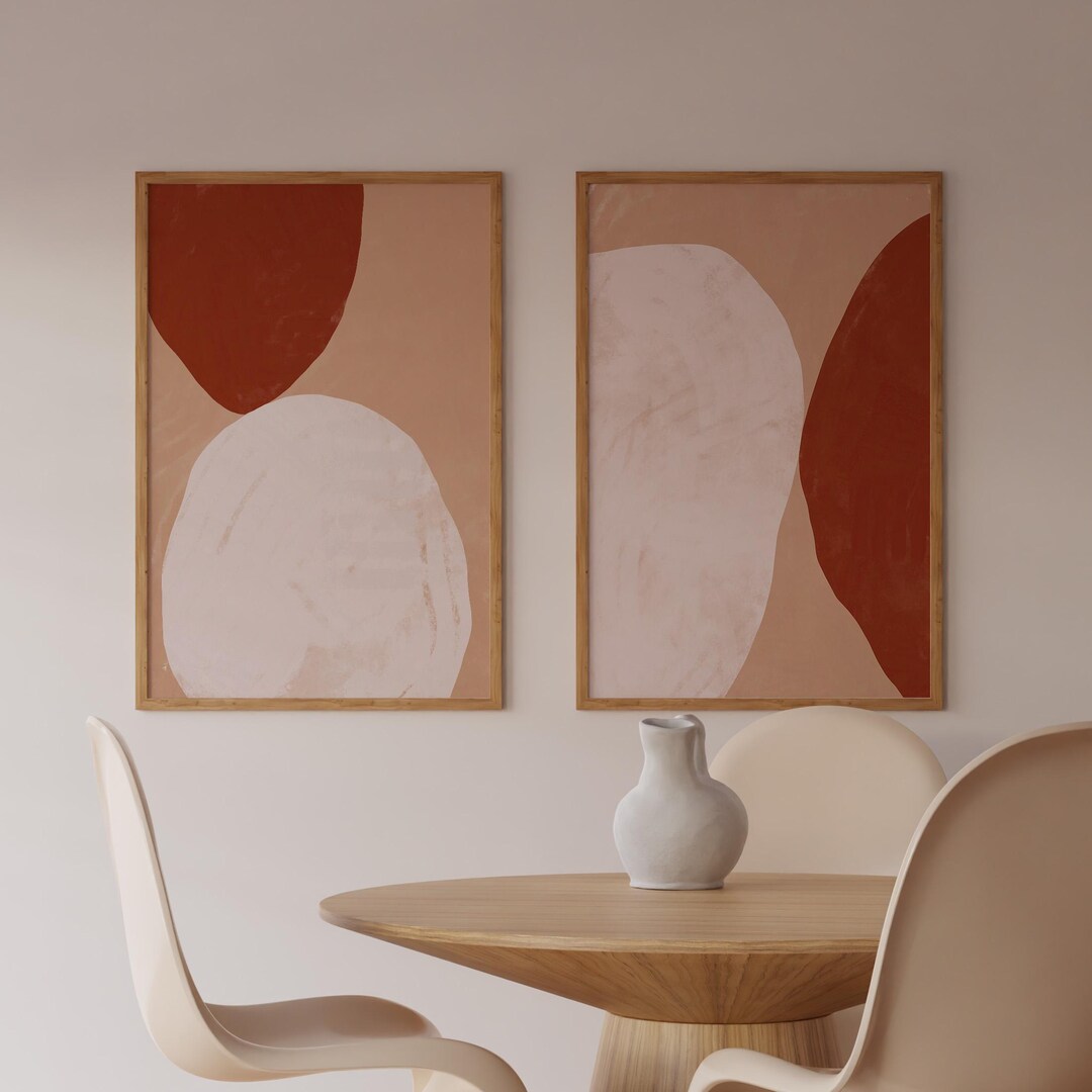 Abstract Terracotta Prints Set: Minimalist Beige Wall Art (digital ...