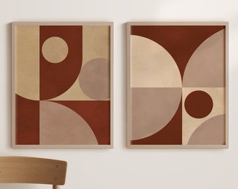 Abstrakte Wandkunst Drucke, Geometrische Kunst 2er Set, Gallery Wall Art, Minimal Prints, moderne Wandkunst