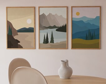 Mountain Forest Landscape Print Set of 3 (Instant Download)