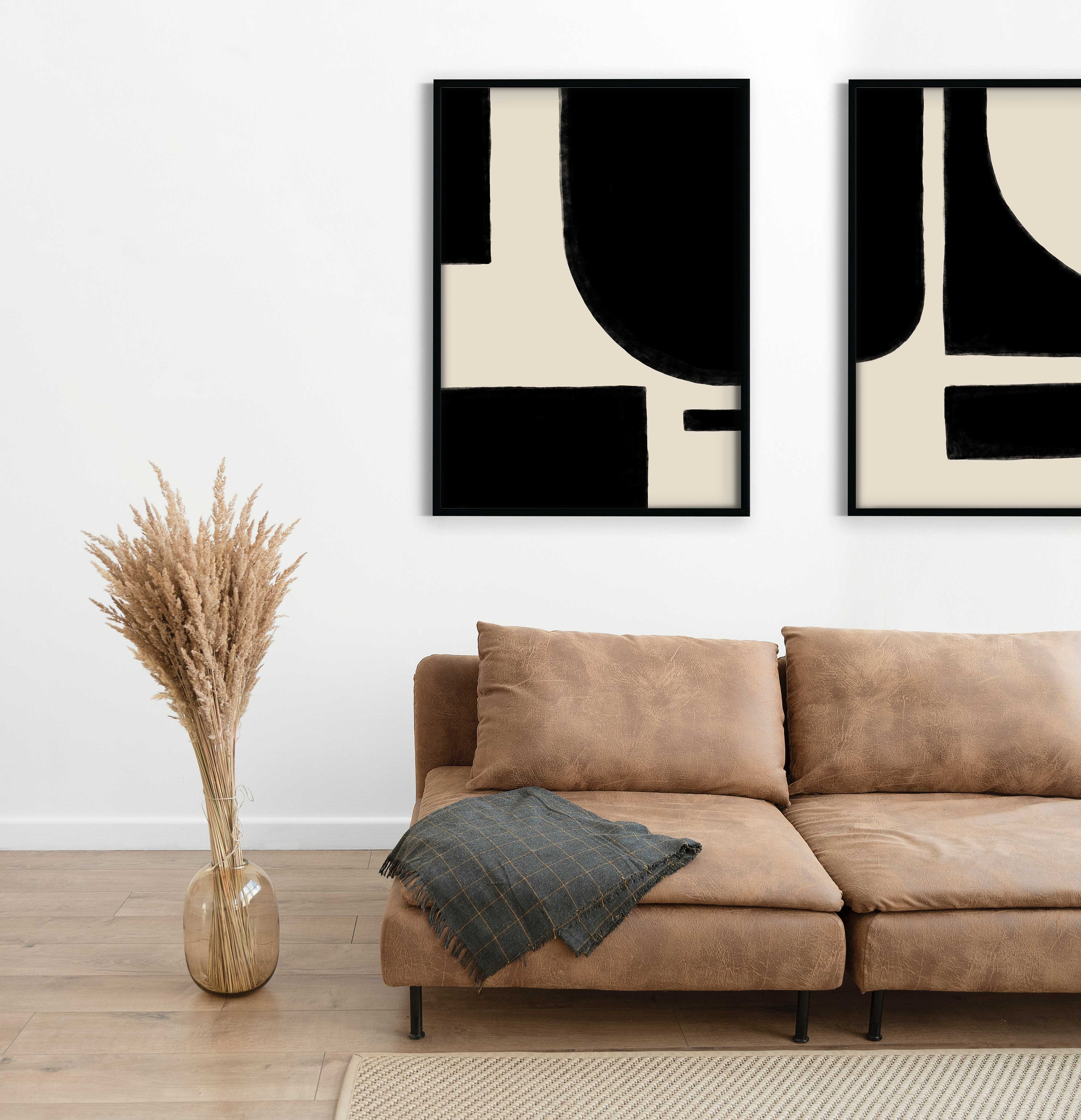 Abstract Geometric Print Set: Modern Black and White Wall Art ...