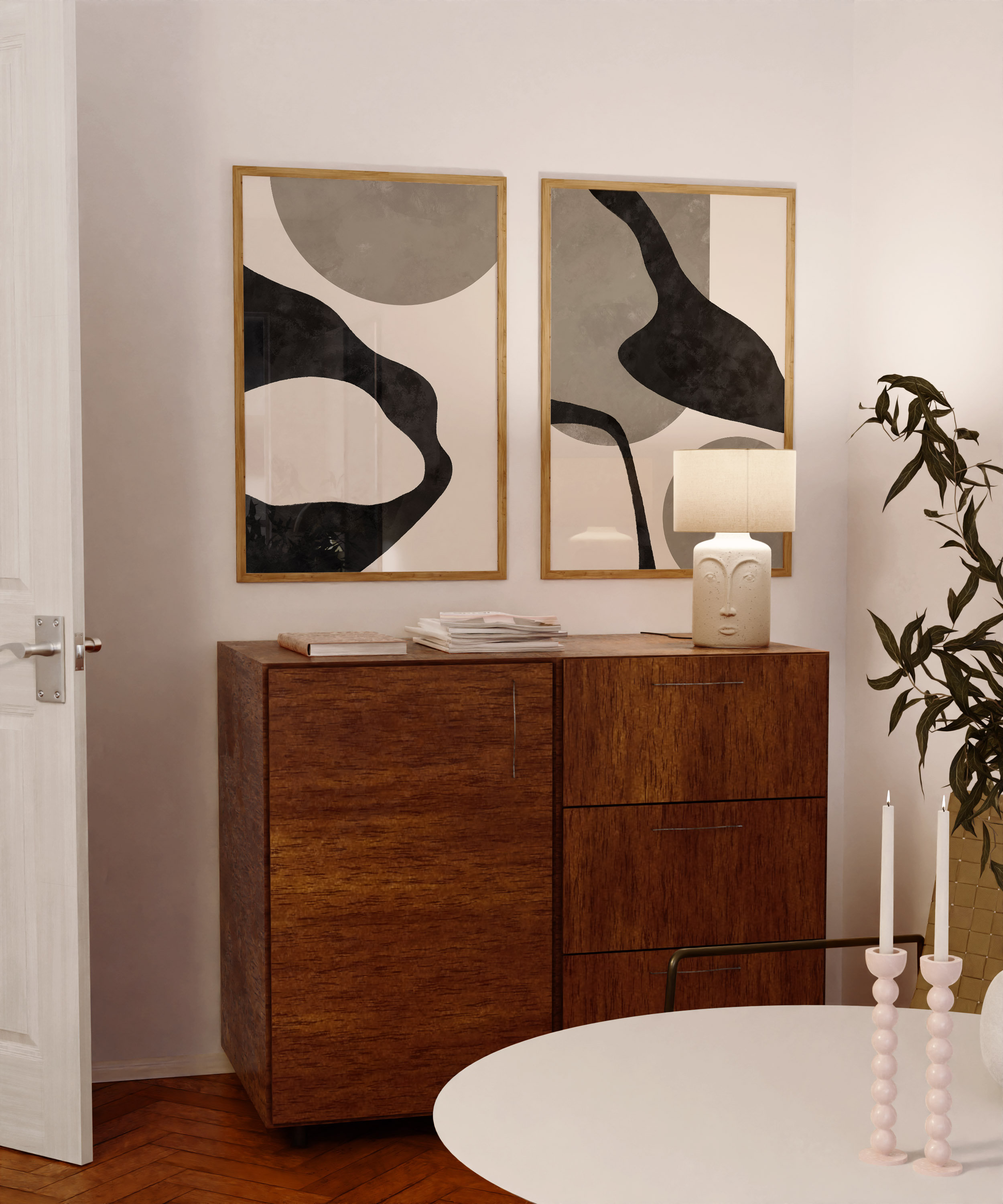 Black and White Abstract Art Print Set of 2 Downloadable - Etsy