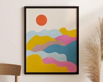 Colorful Abstract Mountain Landscape Art Print (Digital Download)