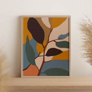 Farbenfrohe Pflanzen-Kunstdruck: Abstrakte Boho-Wanddekoration (Digitaler Download)