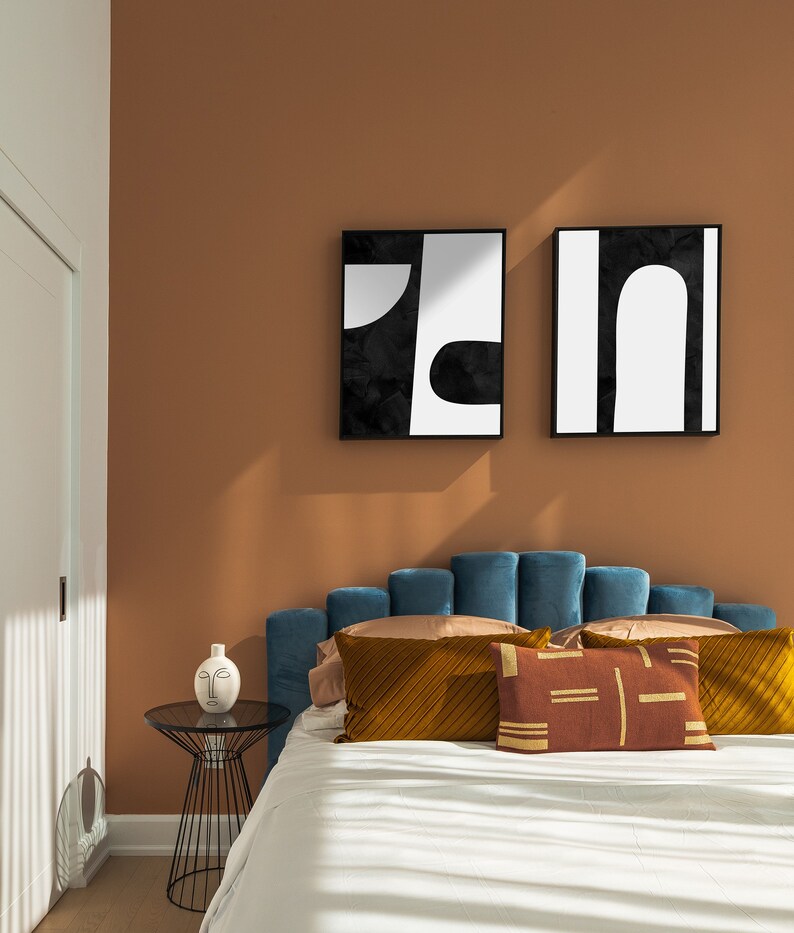 Abstract Geometric Print Set: Black and White Modern Art (digital ...