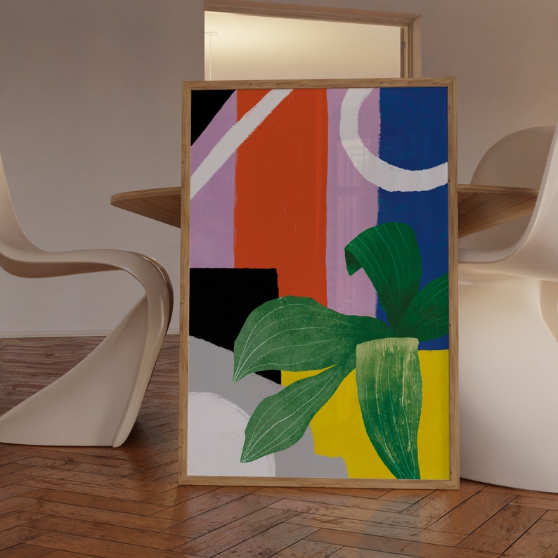 Colorful Art Print, Contemporary Plant Wall Art, Flower Illustration