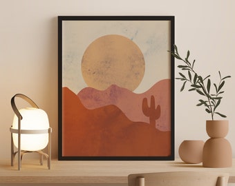 Landscape Desert Wall Art, Landscape Print, Abstract Wall Decor, Landscape Art Print, Landscape Painting