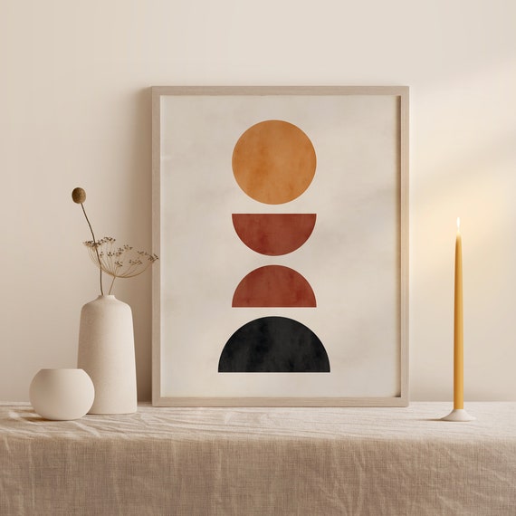 Balance Shape Art, Geometric Shapes, Balance Print, Earth Tones Art,  Abstract Art,geometric Print, Digital Download 