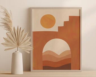 Boho Architecture Print, Terracotta Arch Wall Art (Digital Download)