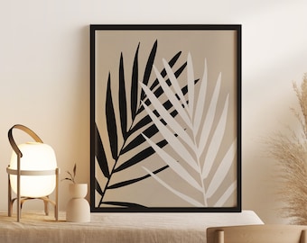 Minimal Palm Leaves Print, Palm tree print, Boho decor, Neutral Wall Art, Minimalist print, Palm Leaves Wall Art, Digital Download
