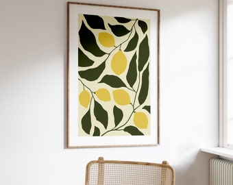 Lámina artística de limón: Decoración moderna de cocina con cítricos (descarga digital)