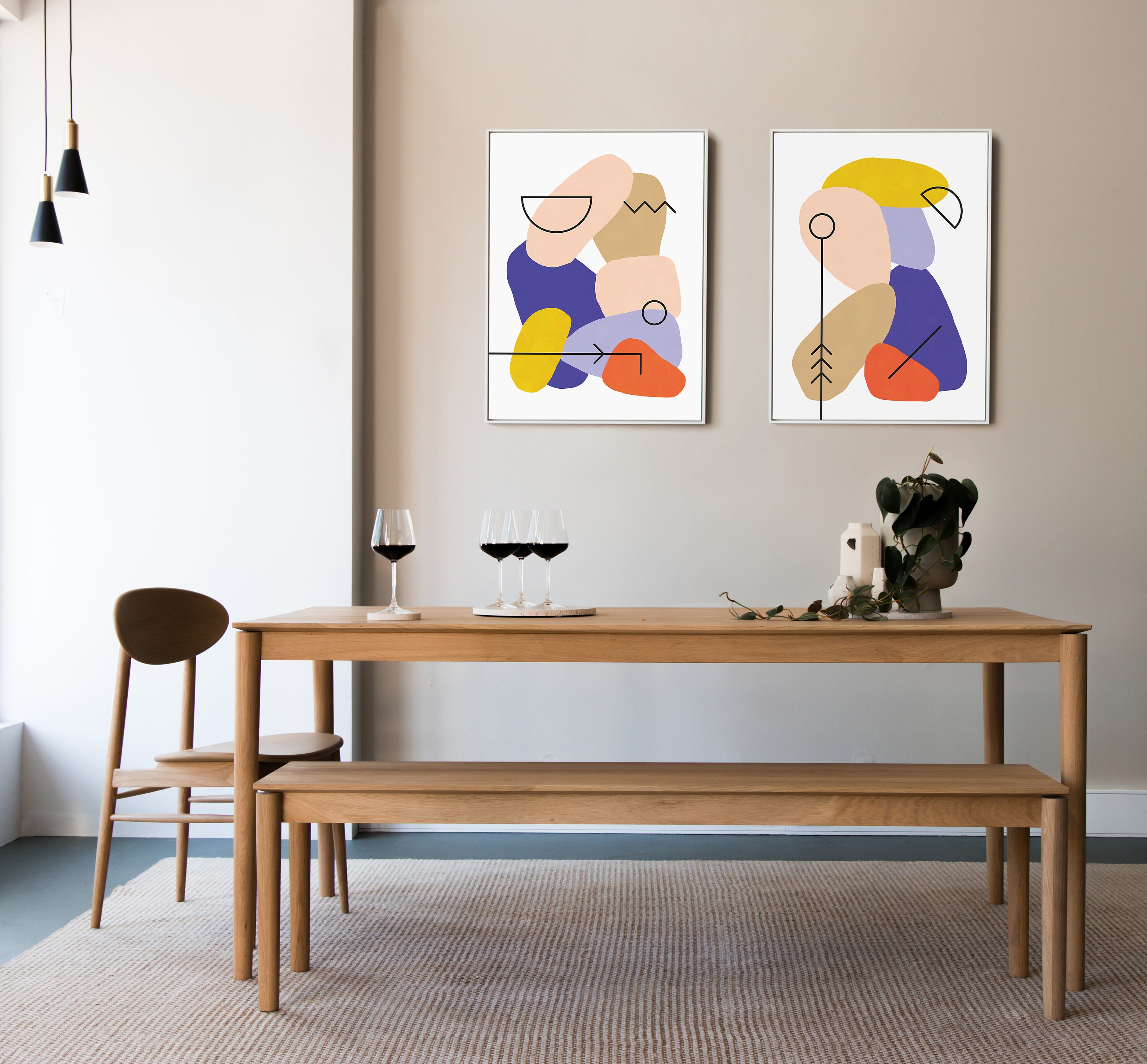 Set of Two Art Prints Colorful Wall Art Colorful Art Prints Etsy