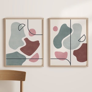 Colorful Abstract Art, Abstract Set of 2 Prints, Colorful Printable, Colorful Wall Art, Contemporary Home Decor, Digital Download